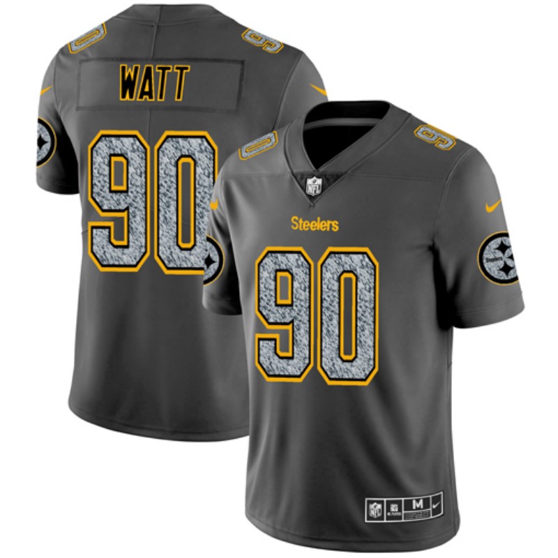 best place for cheap jerseys Men\\’s Steelers #90 T. J. Watt 2019 Gray ...