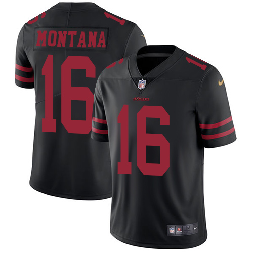 cheap jerseys 101 49ers #16 Joe Montana Black Alternate Men\’s Stitched ...