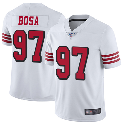 wholesale jerseys shop 49ers #97 Nick Bosa White Rush Men\\’s Stitched Limited 100th ...